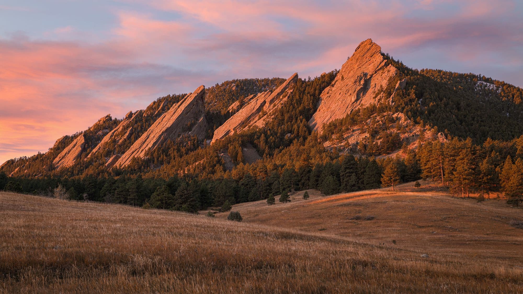 Boulder Flatirons at sunrise
